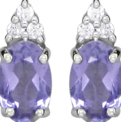 Amethyst Drop Ørestikker - Sølv