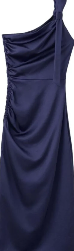Asymmetrical dress with side gather