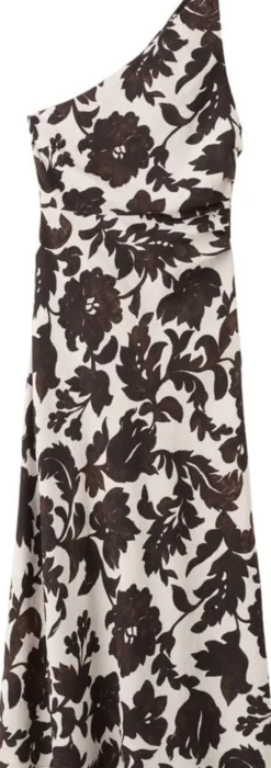 Asymmetrical floral-print dress