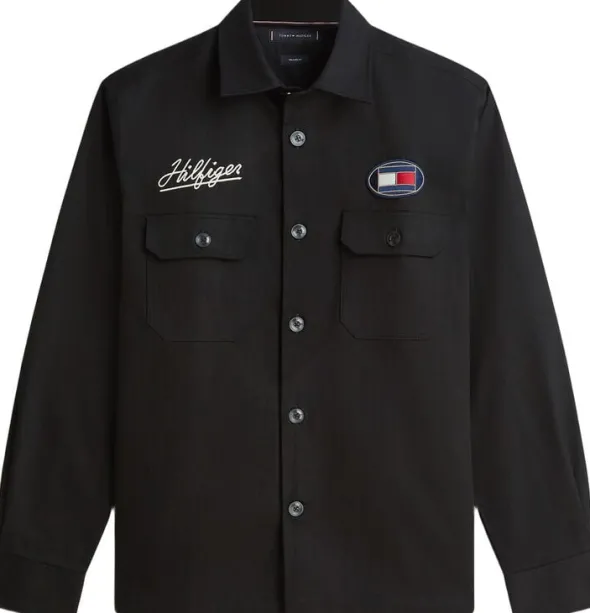 Back Logo Herringbone Relaxed Fit Overshirt