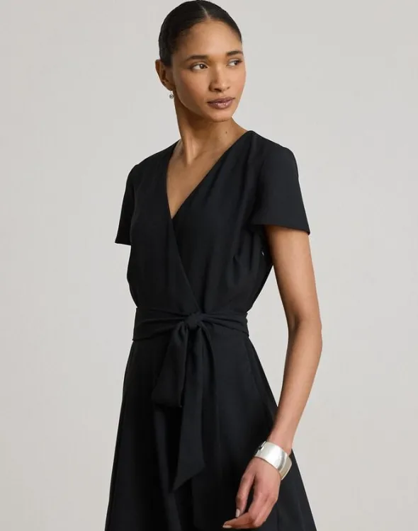Belted Georgette Surplice Dress