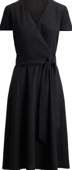 Belted Georgette Surplice Dress