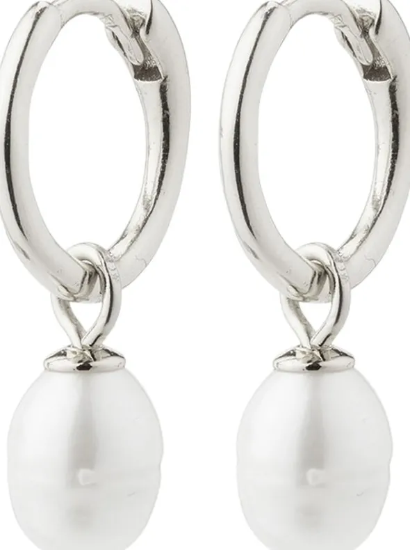 BERTHE recycled pearl hoop earrings silver-plated