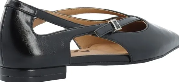 BIABARI Cut Out Pointy Flat Faux Leather