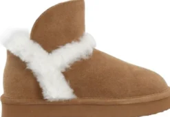 BIASNOW Flatform Fur Ankle Boot Suede
