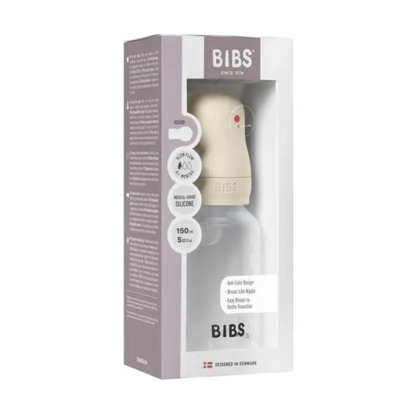 BIBS Baby Bottle Round Silicone 1 pack 150 ml Slow Flow Ivor