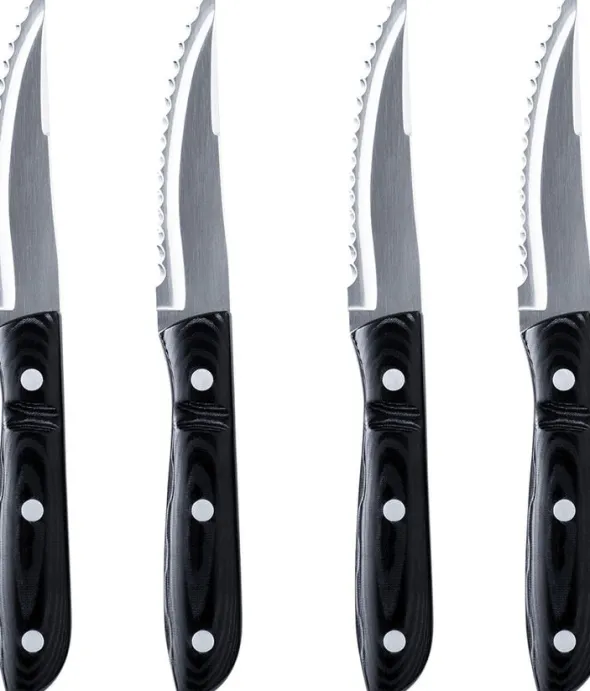 Biffkniv XL Old Farmer Micarta 23,5 cm 4 stk. Svart/Stål