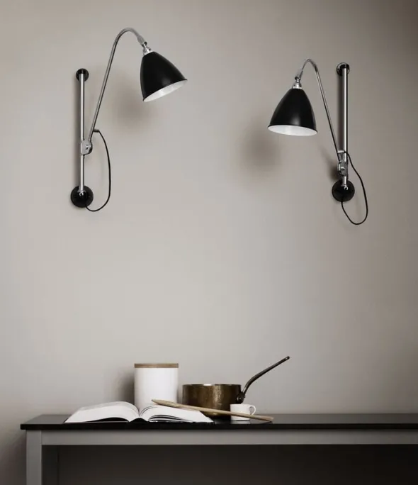 BL5 Wall Lamp - ø16 (Base: Chrome, Shade: Black Semi Matt)