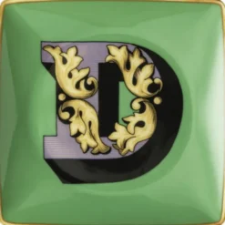 Bowl 12cm sq. flat, Holiday Alphabet D, Versace
