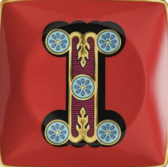 Bowl 12cm sq. flat, Holiday Alphabet I, Versace