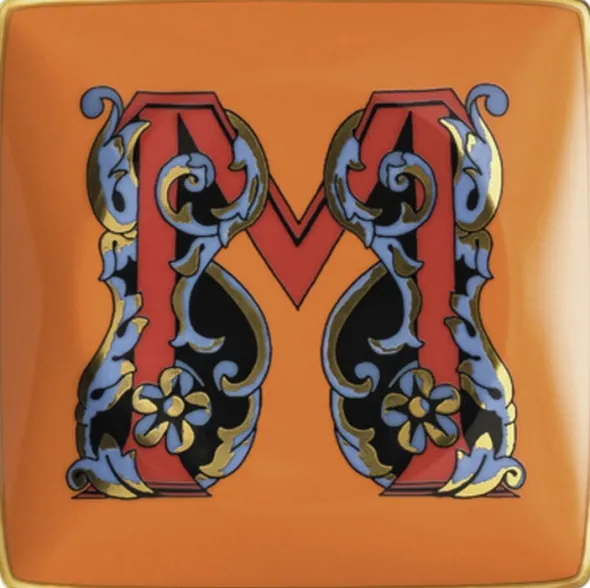 Bowl 12cm sq. flat, Holiday Alphabet M, Versace
