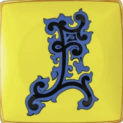 Bowl 12cm sq. flat, Holiday Alphabet E, Versace