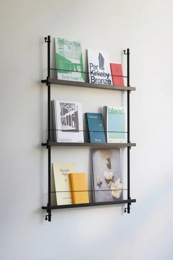 Box set, Magazine Shelving MS.115. 1, Oak shelves, Warm Grey