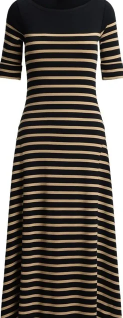 Breton-Stripe Cotton Ribbed Midi Dress