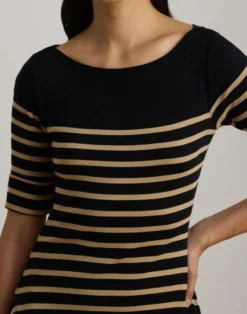 Breton-Stripe Cotton Ribbed Midi Dress