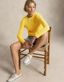 Cable-Knit Cotton Crewneck Sweater