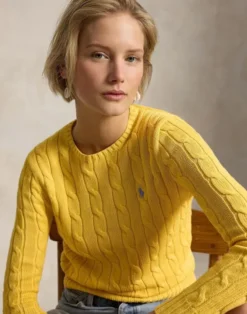 Cable-Knit Cotton Crewneck Sweater
