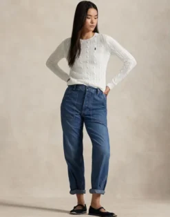 Cable-Knit Cotton Crewneck Sweater