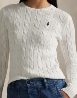 Cable-Knit Cotton Crewneck Sweater