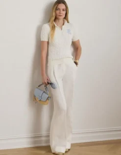 Cable-Knit Cotton Polo Sweater