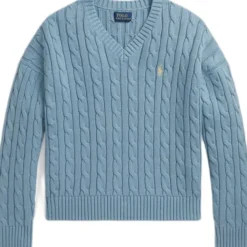 Cable-Knit Cotton V-Neck Sweater Teens