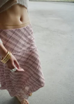 Checked asymmetric skirt