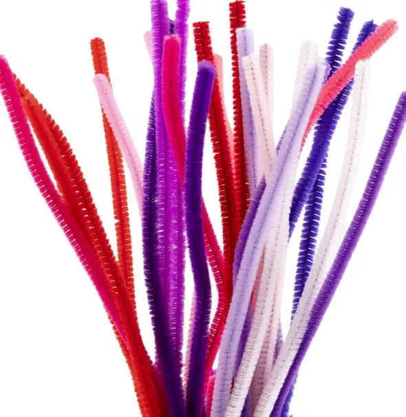 Chenille, L: 30 cm, tykkelse 6 mm, lilla/pink harmoni, 25stk