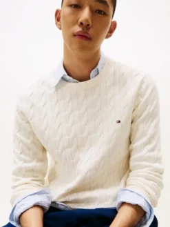 CLASSIC COTTON CABLE CREW NECK