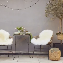 90cm-up New Zealand Sheepskin, Long Wool Ivory 95x60