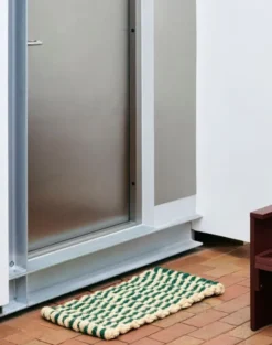 Coco Door Mat-Stripe Wave-Dark green and white