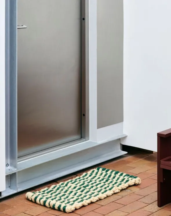 Coco Door Mat-Stripe Wave-Dark green and white