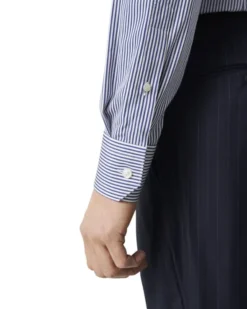 Contemporary Fit Dark Blue Bengal Striped Elevated Poplin Shirt