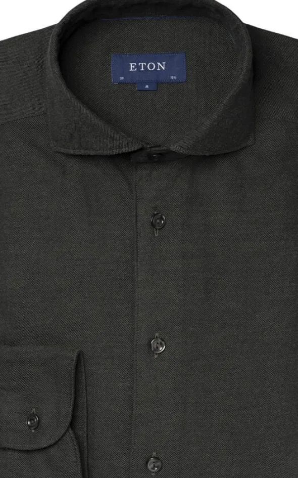 Contemporary Fit Dark Green Flannel Shirt