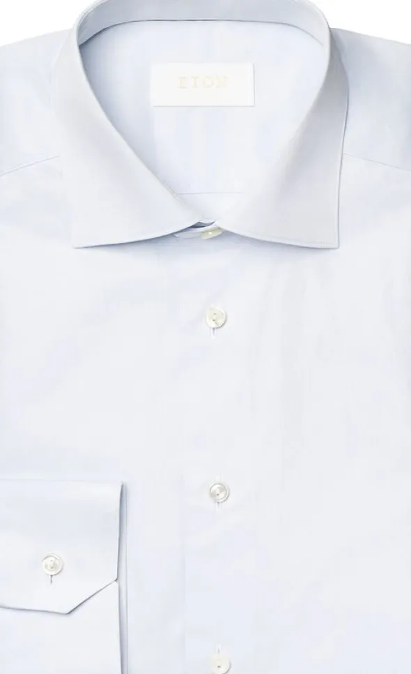 Contemporary Fit Light Blue Solid Elevated Twill Shirt