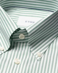 Contemporary Fit Mid green Striped Signature Oxford Shirt