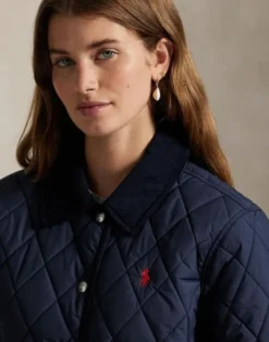 Corduroy-Trim Quilted Barn Jacket