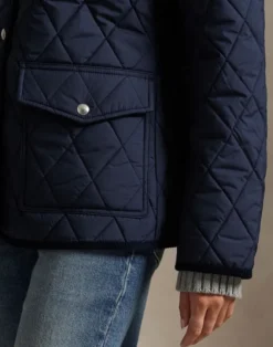Corduroy-Trim Quilted Barn Jacket