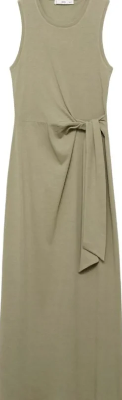 Cotton midi-dress with knot detail