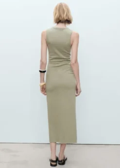 Cotton midi-dress with knot detail