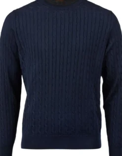 Crew neck cable merino