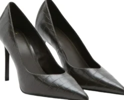 Croc-effect heeled shoes