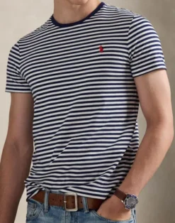 Custom Slim Fit Striped Jersey T-Shirt