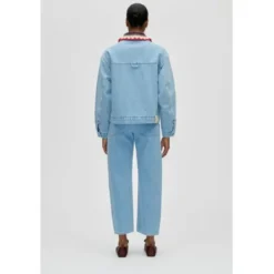 2453 Double Rinse Denim, Collared Cropped Bomber