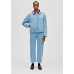 2453 Double Rinse Denim, Collared Cropped Bomber