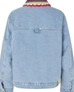 2453 Double Rinse Denim, Collared Cropped Bomber