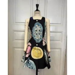 2330 Double Sided Crepe, Sleeveless Button-Up Mini Dress