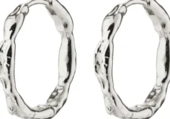 EDDY recycled organic shaped medium hoops silver-plated