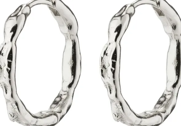 EDDY recycled organic shaped medium hoops silver-plated
