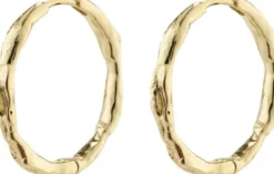 EDDY recycled organic shaped large hoops gold-plated