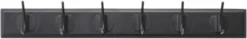 EDGY coat rack, 6 hooks - black w. black finish